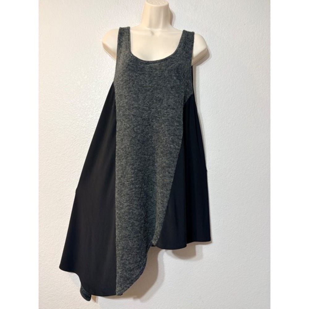 Sympli Matte Jersey Color Block Asymmetrical Angle Tank Tunic Lagenlook Size 14